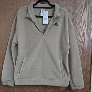 Adidas Tan Zip Up Sweater with Fleece Comfort Sz XL NWT